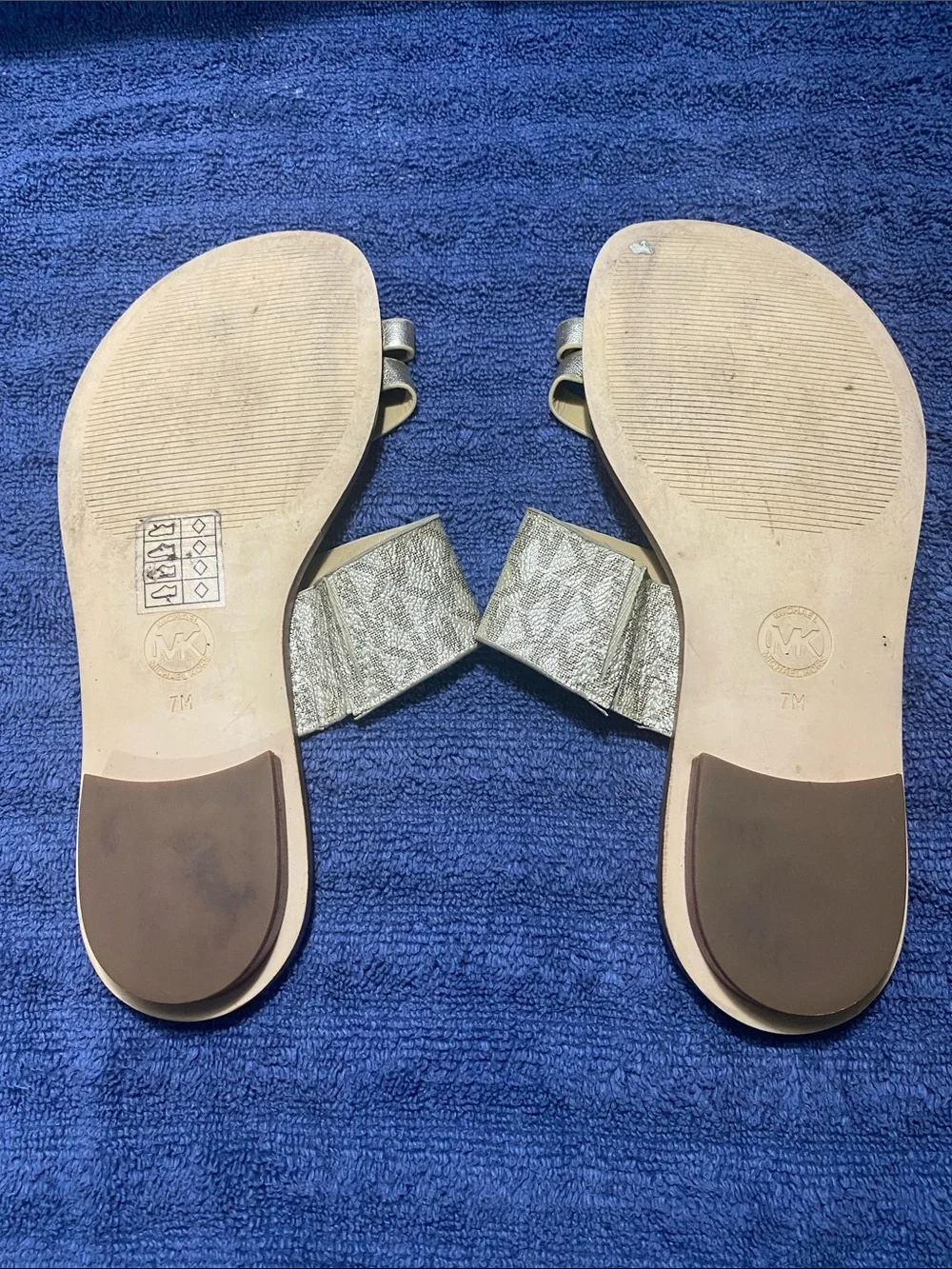 Michael Kors MK Gold Strappy Slide Sandals - Women's Casual Slip-On 7M